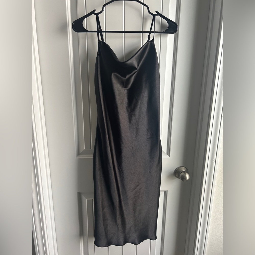Elegant Black Satin Slip Dress